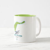 Plum Island, district Southold Suffolk, kaart New  Tweekleurige Koffiemok (Voorkant rechts)