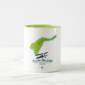 Plum Island, district Southold Suffolk, kaart New  Tweekleurige Koffiemok (Center)