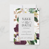 Plum Ivory Floral Save the Date Aankondiging (Voorkant)