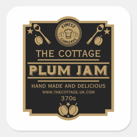 Plum Jam Conserve Maker Vierkante Sticker (Voorkant)