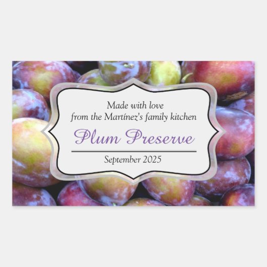 Plum jam conserveren label sticker (Voorkant)