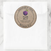 Plum Jam Jelly Jar Label Kraft Papier Stijl (Tas)