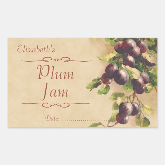Plum jam of canning rechthoekige sticker (Voorkant)