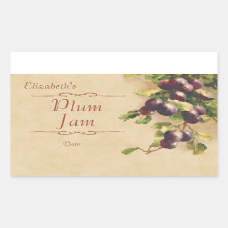 Plum jam of canning rechthoekige sticker