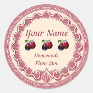 Plum Jam Personaliseer Roze Ronde Sticker