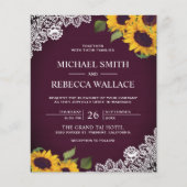 Plum Lace Sunflower Budget Weddenschap (Voorkant)