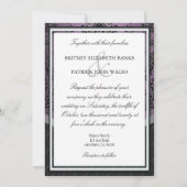 Plum Lapis Paarse Black Damask Wedding Invitations Kaart (Achterkant)