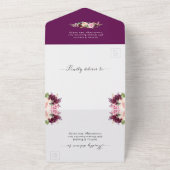 Plum Lavender Paarse Blush Floral Wedding All In One Uitnodiging (Buitenkant)