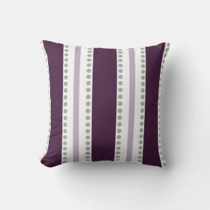 Plum Lavender White Stripes Grey Polka Dots   Kussen
