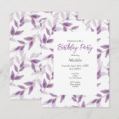 Plum Layered Waterverf verlaat Patroon Kaart (Voorkant / Achterkant)