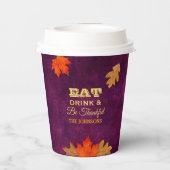 Plum Leaves eet Drink en ben dankbaar Papieren Bekers (Achterkant)