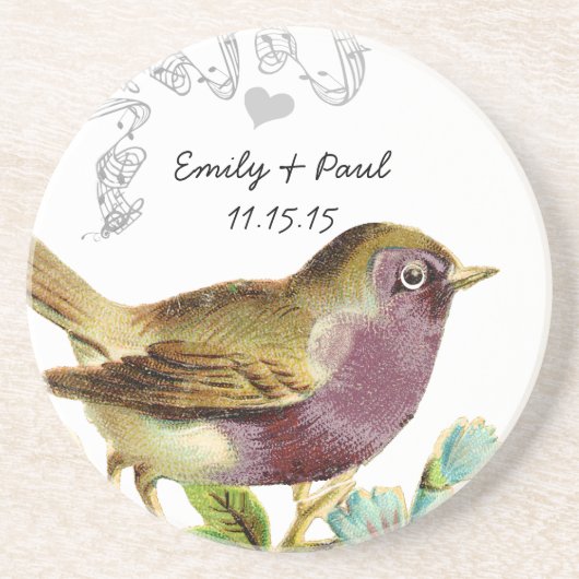 Plum  Liefde Vogel Onderzetters (Voorkant)