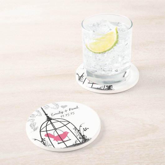 Plum  Liefde Vogel Onderzetters (Zijkant)