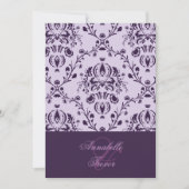 Plum/lila demask, douane bruiloft kaart (Voorkant)