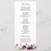 Plum Lila Paars Blush Floral Chic Wedding Programmakaart (Achterkant)