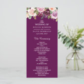 Plum Lila Paars Blush Floral Chic Wedding Programmakaart (Staand voorkant)