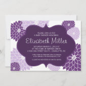 Plum & Lila Paars Bridal of Baby shower Invite Kaart (Voorkant)
