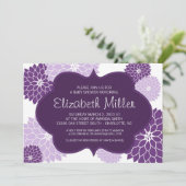 Plum & Lila Paars Bridal of Baby shower Invite Kaart (Staand voorkant)