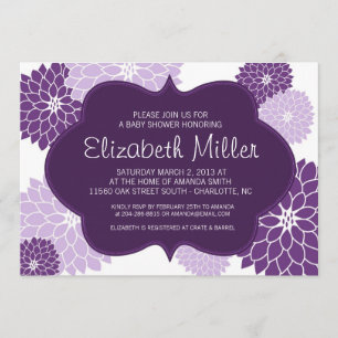 Plum & Lila Paars Bridal of Baby shower Invite Kaart
