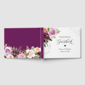 Plum Lila Paarse Bloemen Roos Gouden Bruiloft Gastenboek (Volledig)