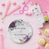 Plum Lila Waterverf Garden Peony Wedding Papieren Bordje (Feest)