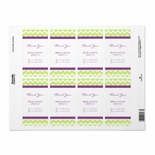 Plum Limoen Chevron Wedding Labels (Full Sheet)