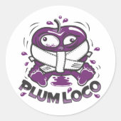 Plum Loco-ontwerp Ronde Sticker (Voorkant)