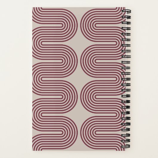 Plum Lombard Wavy Lines Modern Custom Notebook Notitieboek (Achterkant)