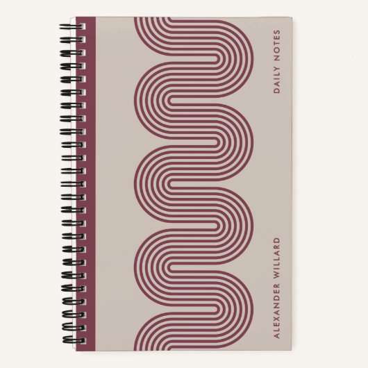 Plum Lombard Wavy Lines Modern Custom Notebook Notitieboek (Voorkant)