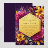 Plum Luminous Bloom Wedding Kaart (Voorkant / Achterkant)