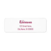 Plum Magenta Familienaam Return Address Label (Voorkant)