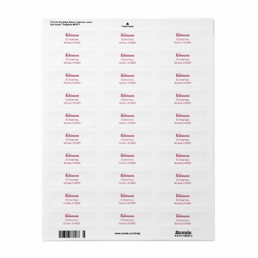 Plum Magenta Familienaam Return Address Label (Full Sheet)