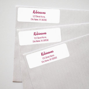 Plum Magenta Familienaam Return Address Label