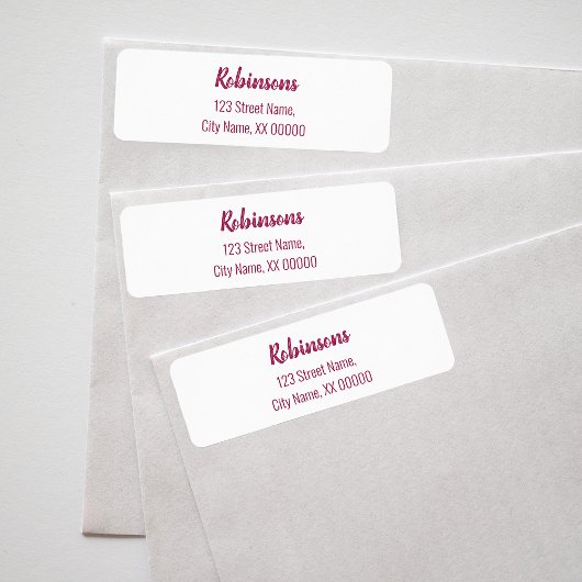 Plum Magenta Familienaam Return Address Label