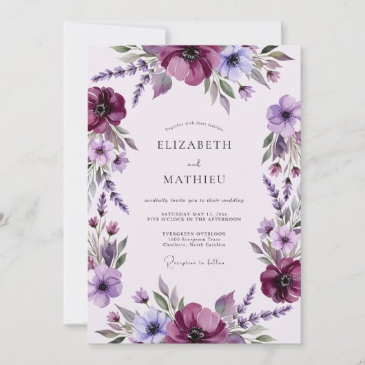 Plum Magnificent Spring Wedding Kaart (Voorkant)