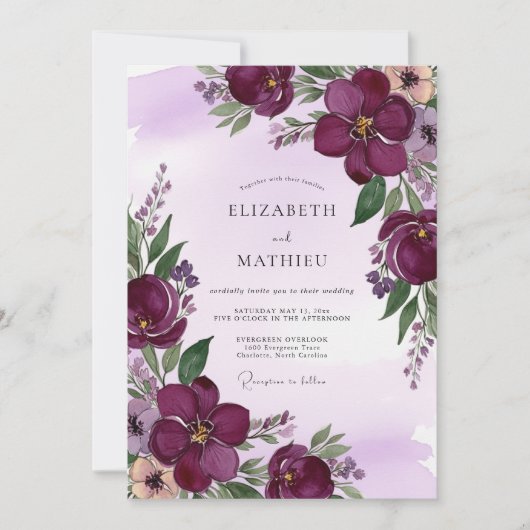 Plum Majestic Spring Wedding Kaart (Voorkant)