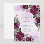 Plum Majestic Spring Wedding Kaart (Voorkant / Achterkant)