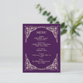 Plum Majesty Champagne Accents Wedding Menu  (Staand voorkant)