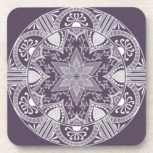 Plum Mandala Drankjes Onderzetter (Voorkant)