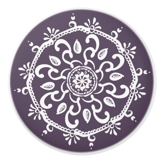 Plum Mandala Keramische Knop (Voorkant)