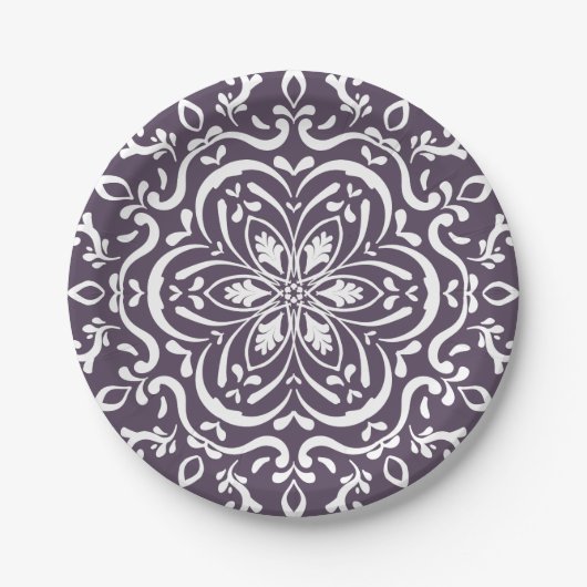 Plum Mandala Papieren Bordje (Voorkant)