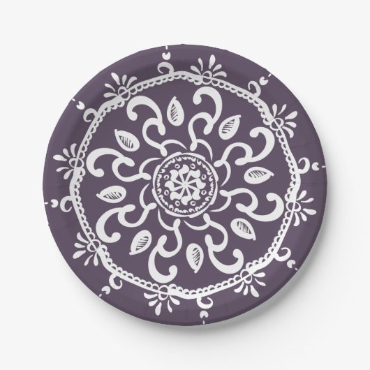 Plum Mandala Papieren Bordje (Voorkant)