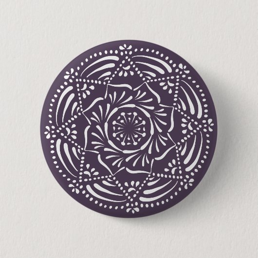 Plum Mandala Ronde Button 5,7 Cm (Voorkant)