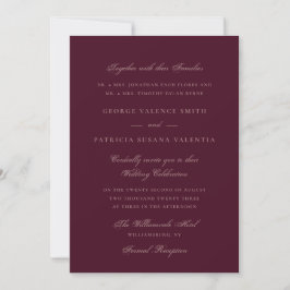 Plum Maroon Formal Calligraphy Elegant Wedding Kaart