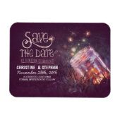 Plum Mason Jar Fireflies Save the Date Magneet (Horizontaal)