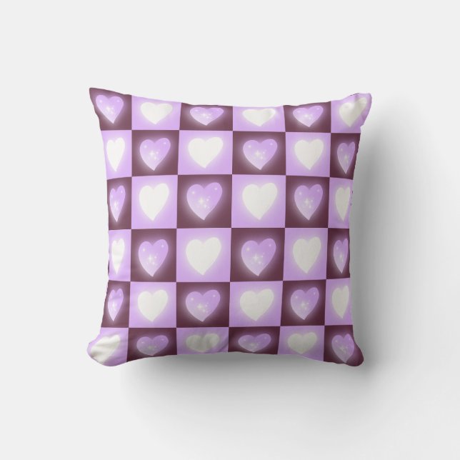 Plum Mauve Celestial Hearts Valentine Gift Kussen (Voorkant)