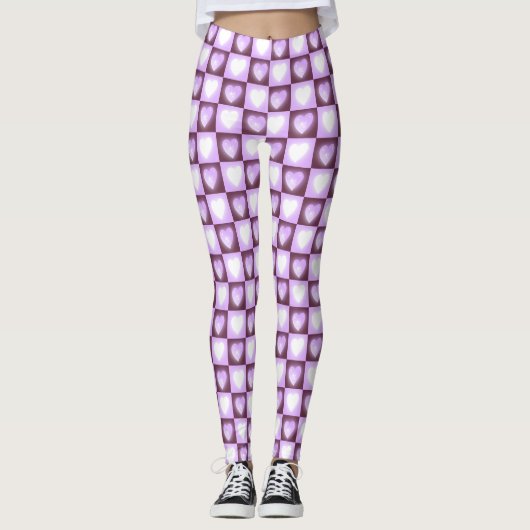 Plum Mauve Celestial Hearts Valentine Gift Leggings (Voorkant)