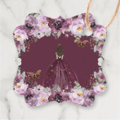 Plum Mauve Floral Butterflies Brunette Princess Bedankjes Labels (Achterkant)