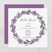 Plum Mauve Grey Black Waterverf Floral Wreate Kaart (Voorkant / Achterkant)