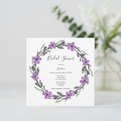 Plum Mauve Grey Black Waterverf Floral Wreate Kaart (Staand voorkant)